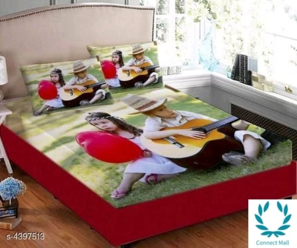 Velvet Double Bedsheet - King (Length Size: 104 in Width Size: 95 in Pillow Length Size: 27 in Pillow Width Size: 17 in), Velvet, Digital Printed